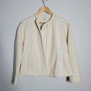 Vince Frayed Edge Boucle cream lined cropped casual blazer Size 2